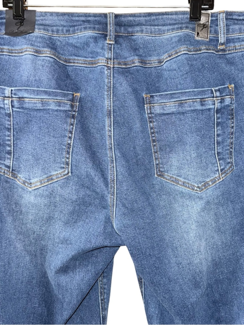 Poetic Justice Curvy Fit Mid Rise Cropped Jeans Frayed High Low Step Hem 18 NWT - Picture 5 of 15